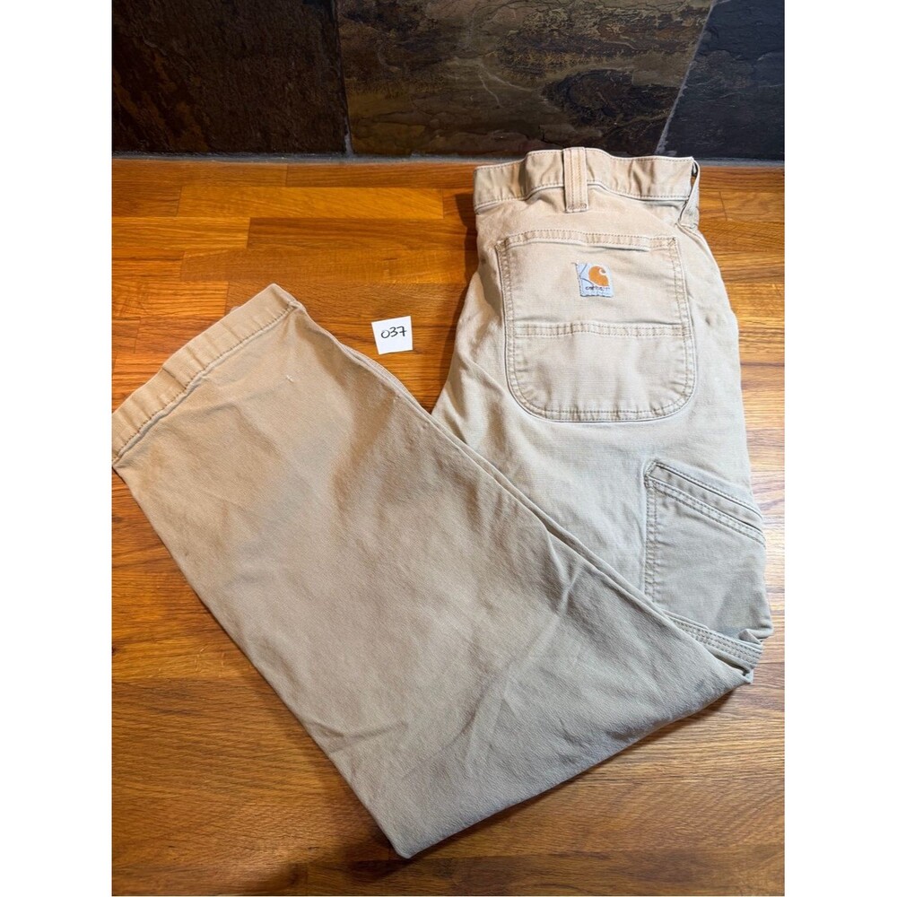Carhartt Tan Canvas Work Pants with Logo Patch size 36x30 (037)